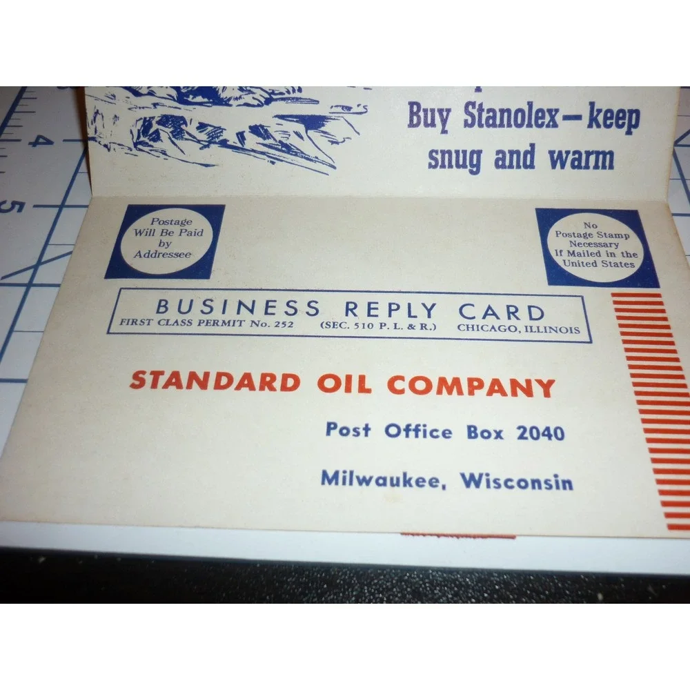 Stanolex Standard Oil Heating‎ Postcard Polar Bear Penguin 1930s Ad